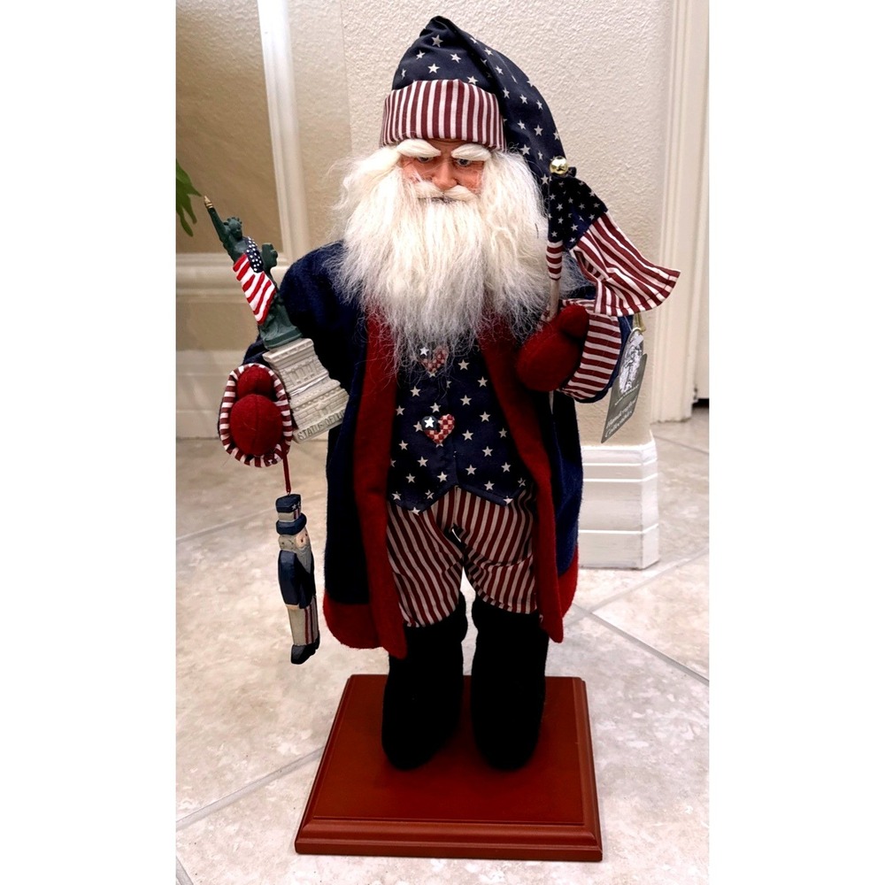 Santas Workshop Patriotic Americana Santa Figure Statue Liberty Uncle Sam 19"
